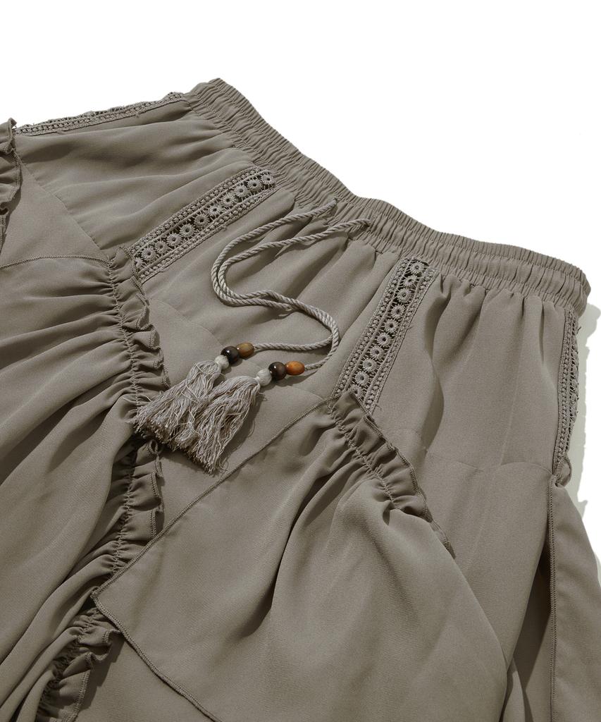 Юбка Penfield Boho Chic с диагональной оборкой Коричневая_Fs2Ws89F