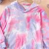 2pcs/Set Tie Dye Hoodie Short Sweatshirt Top + Jogger Pants Set Fashion Girls Outdoor Clothes Party Gift