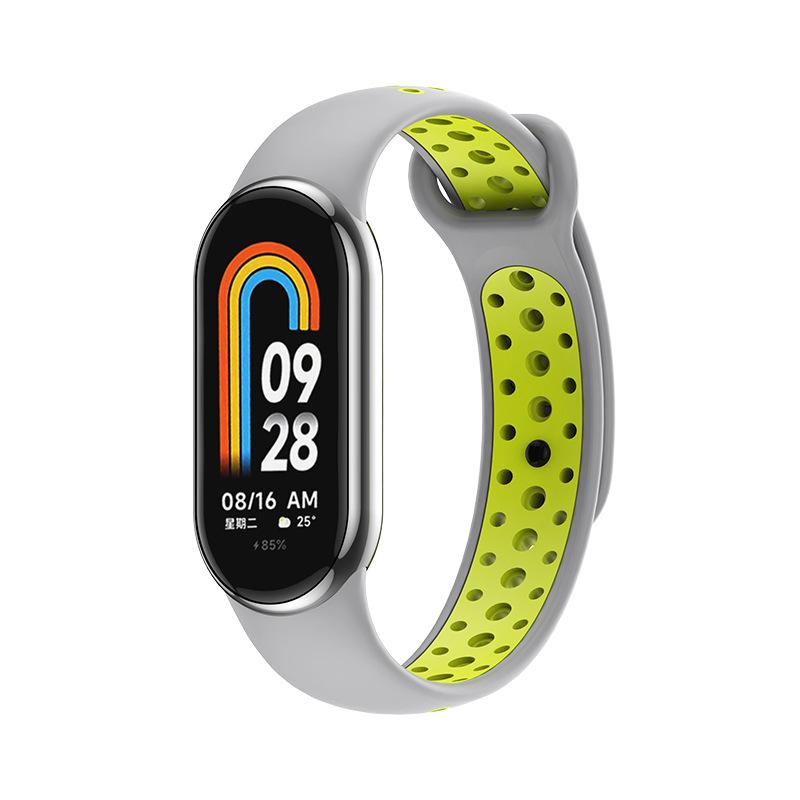 Силиконовый ремешок для Xiaomi Mi Band 8 7 6 5 4 3 двухцветный ремешок против пота спортивный дышащий сменный ремешок с пряжкой для Mi Band 8 7 6 5 4 3