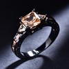 1 Pc Black Golden Color Princess Cut Champagne Stone CZ Claw Rings Wedding Band Jewelry Valentine's Day Gifts