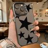 Черный Чехол для Телефона с Узором Звезды Ударопрочный для Iphone 16 15 14 13 12 11 Pro Max/Mini Защита от Царапин Премиум Жесткий Чехол