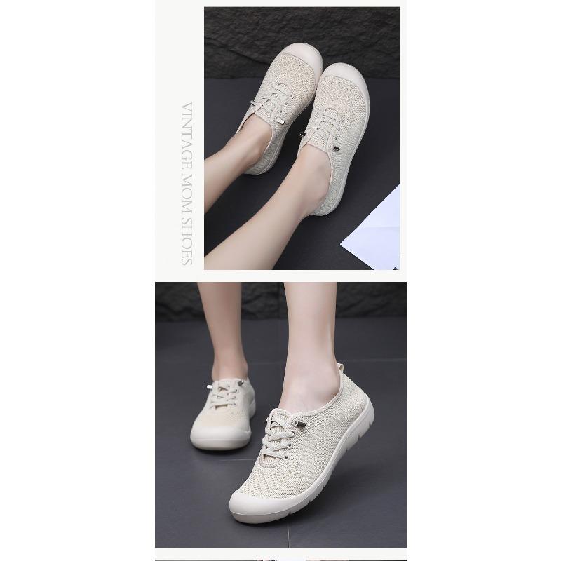 Женские дышащие слипоны в пекинском стиле, легкие и гибкие, удобные балетки для ходьбы, повседневная текстильная обувь с нескользящей подошвой для женщин