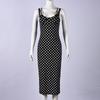 12097 Womens Polka Dot Deep V Neck Slim Fit Strap Bodycon Dress