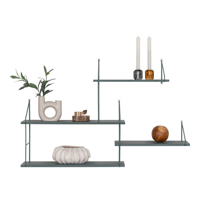 House Nordic Tess Shelf Wood and Steel Green 444253