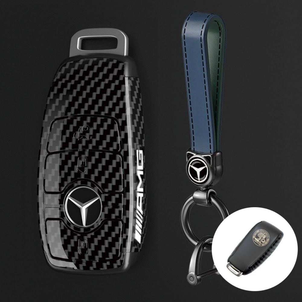 New PC Carbon Fiber Car Key Rings For Mercedes Benz AMG A C E S G Class GLC CLE CLA GLS W205 Car Key Case Keychain Accessories BD1