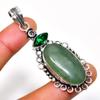 Nephrite Diopside Gemstone 925 Silver Plated Handmade Jewelry Pendant 2.46"