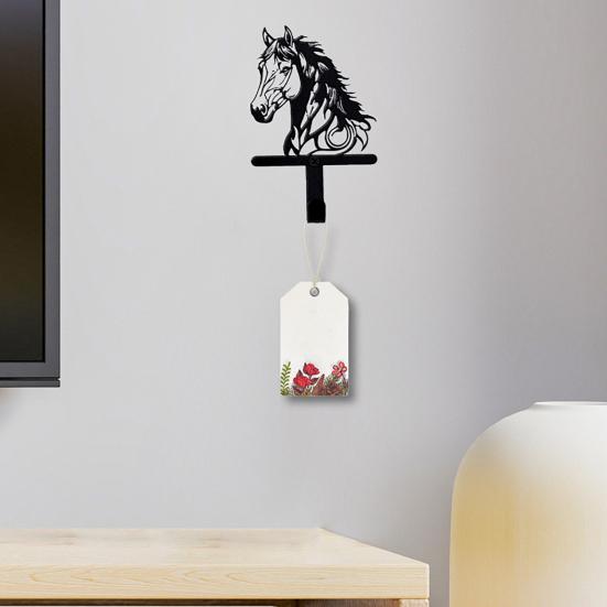 Black Horse Wall Hook Key Hanger with Horse Silhouette Wall Mounted Iron Hook Entryway Organizer