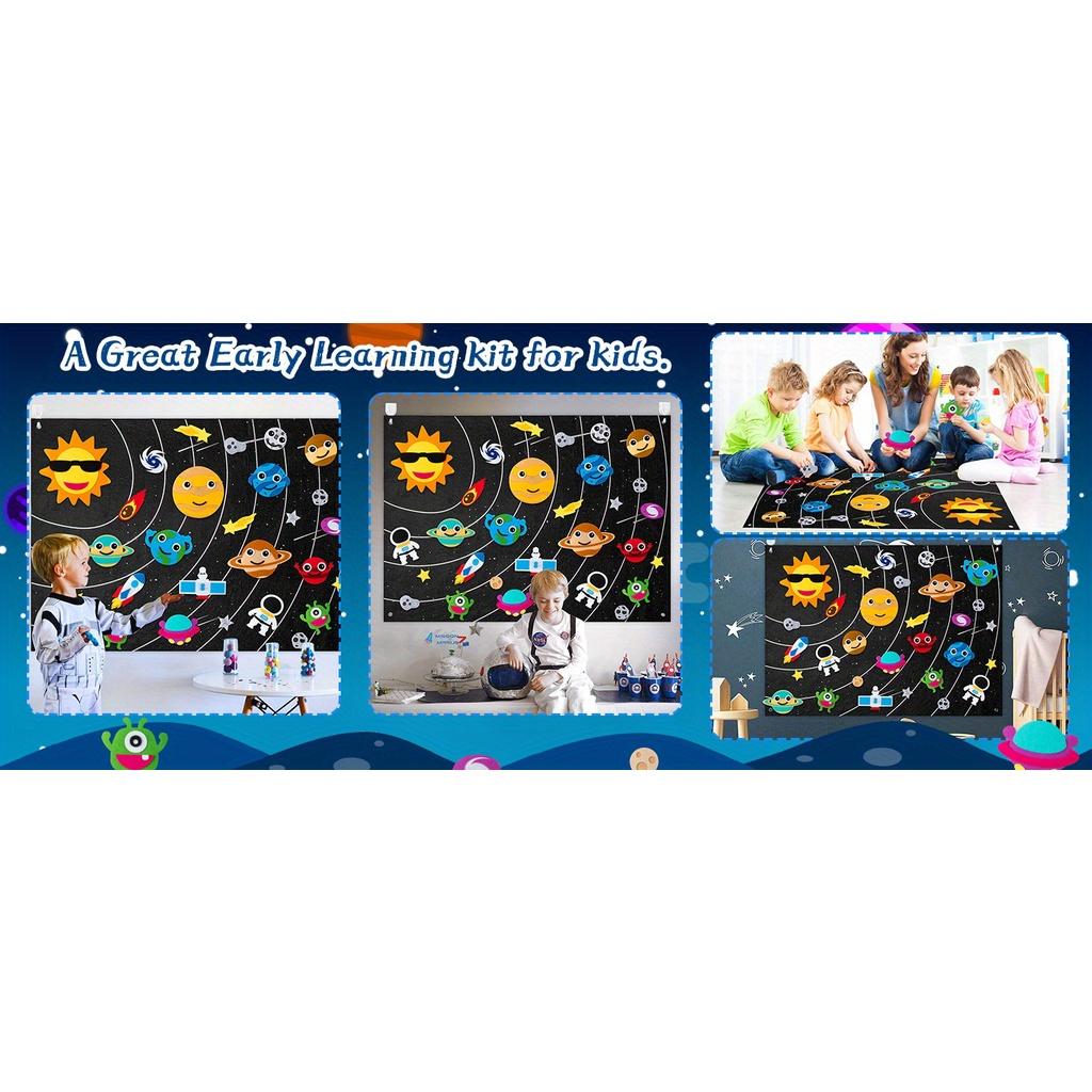 Космический фетр, доска Монтессори, игрушка, Солнечная система, Вселенная, рассказывание историй, фланелевой интерактивный игровой коврик, развивающие игрушки для детей