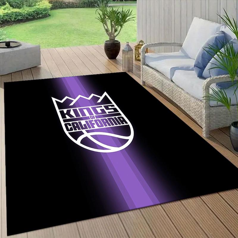 Sacramento Kings Flannel Pattern Square Carpet,Area Rug,Carpet Rug for Living Room Bedroom Sofa Playroom Decor,Non-slip Floor Mat