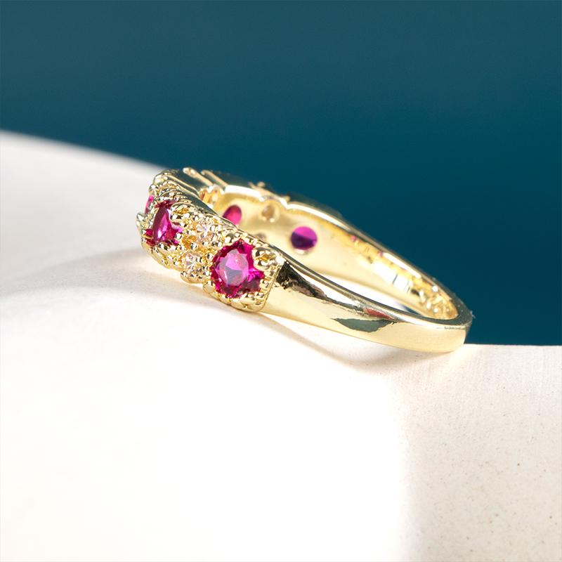 BELLA BOX Роскошные золотые кольца с инкрустацией розово-красного циркона, элегантные женские кольца для свадебной вечеринки, нежные модные украшения