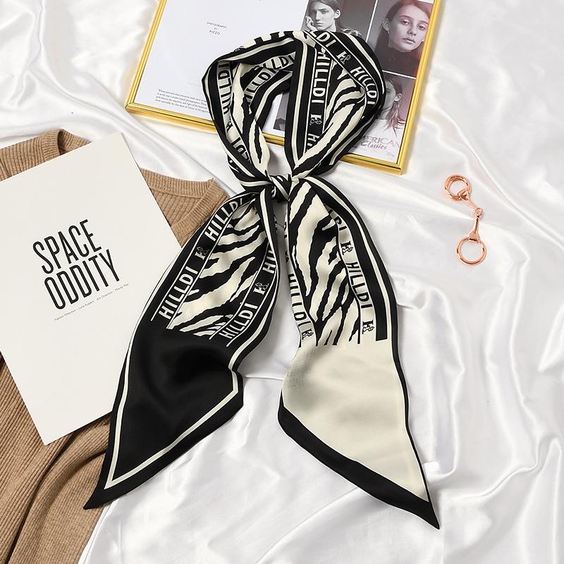 Long Neckerchief Skinny Hair Bands Women Silk Scarfs Fashion Headbands Bag Scarves Print Hairband Neck Scarf For Ladies 14x147cm
