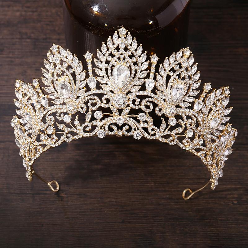Cenmon Royal Queen Green Crown Big Diadem Bride Tiara Crowns for Women Bridal Wedding Party Crown Hair Dress Jewelry Accessori
