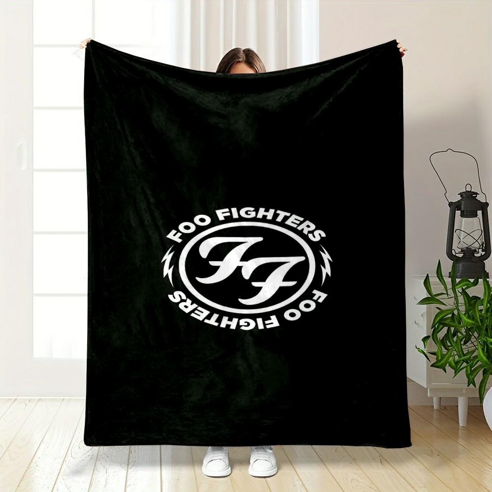 "Foo Fighters Band Logo Black Design Flannel blanket for bedroom living room sofa and nap"