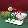 New Year Glasses Frame Photobooth Props Merry Christmas Ornaments Xmas Navidad Gifts New Year Eve Party Favors Decorations
