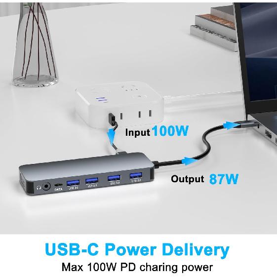 Docking Station Dual Monitor for Dell/HP/Lenovo/Surface Laptop, Dual HDMI Adapter for 2 Monitors, Laptop Docking Station Dual Monitor, 13 in 1 USB C