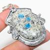 Natural K2 Blue Azurite, White Topaz 925 Sterling Silver Pendant 2.68" A9c98