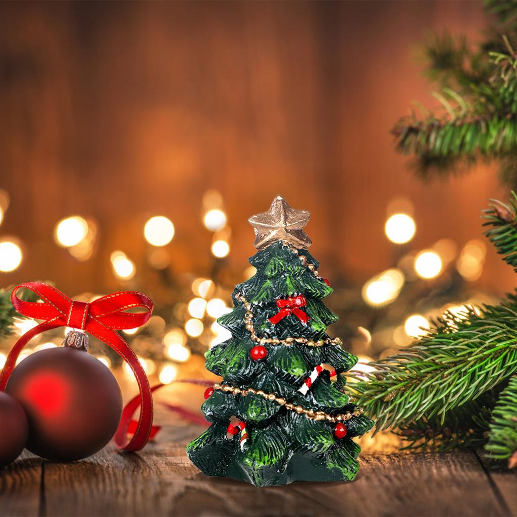 13cm Mini Christmas Tree Decorations Figurine Resin Xmas Tree Ornaments for Home Table Party Decor Holiday Decorative Gifts