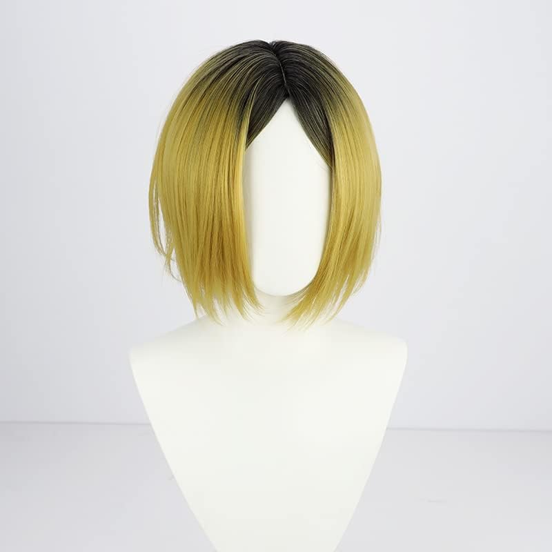 Косплей парик с сеткой Кенмы Козуме, черно-желтый градиентный парик