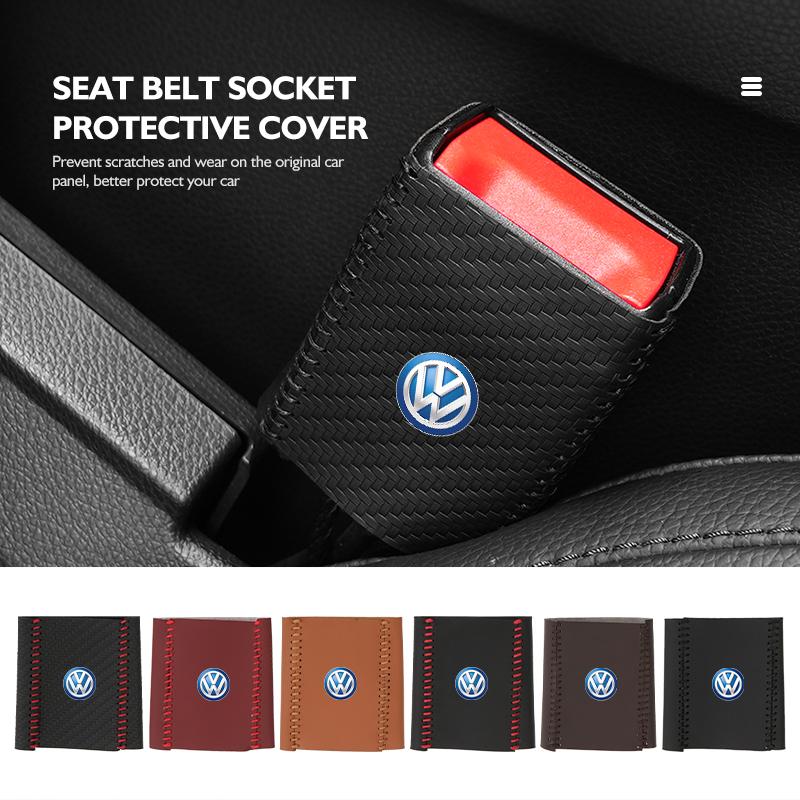 Leather Car Seat Belt Buckle Cover Protective Anti-Scratch Clip For Volkswagen VW Passat Golf 4 5 6 Tiguan Polo Scirocco Jetta zh9