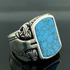 Men's Retro Turquoise Ring, Personalized Hipster Wear Accessories