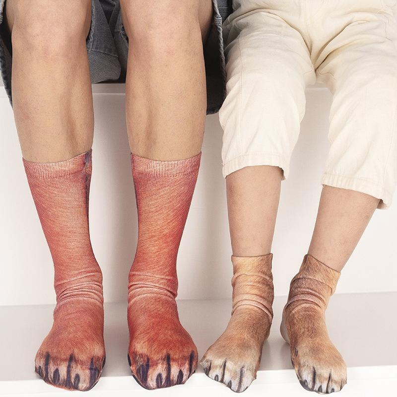 3D Animal Paw Socks Novelty Cute Leg Feet Sock Knee-High Funny Pattern Unisex Adult Women Men Girls Teen Kids Adult Couple Xmas Gifts Dress Crew Socks
