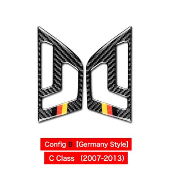 2 шт. углеродное волокно для Mercedes Benz C Class W204, аксессуары, регулировка автомобильного сиденья, кнопка переключения панели, крышка, наклейки внутри