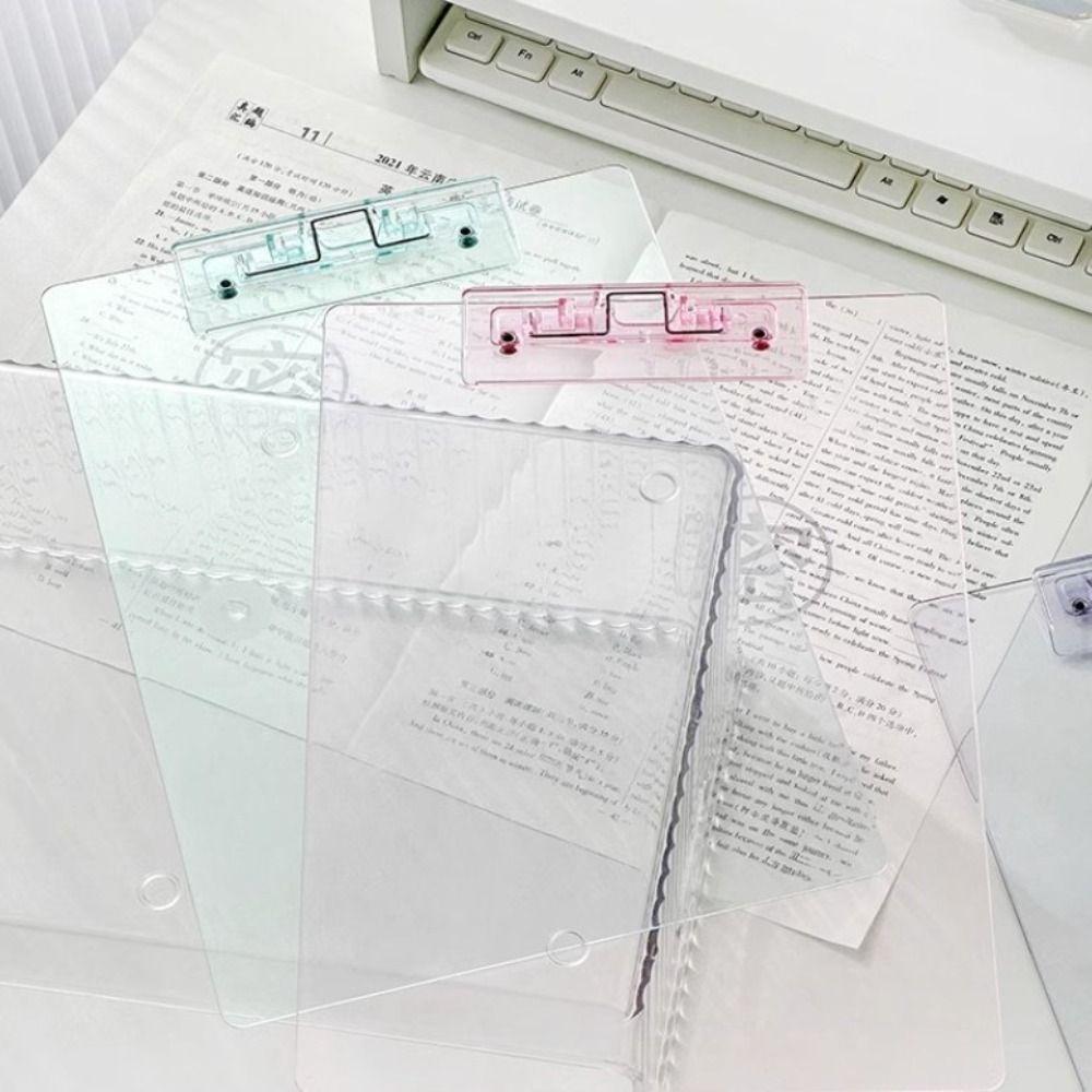 With Low Profile Gold Clip Transparent A4 Clipboard File Folder Board Clamp  File Storage