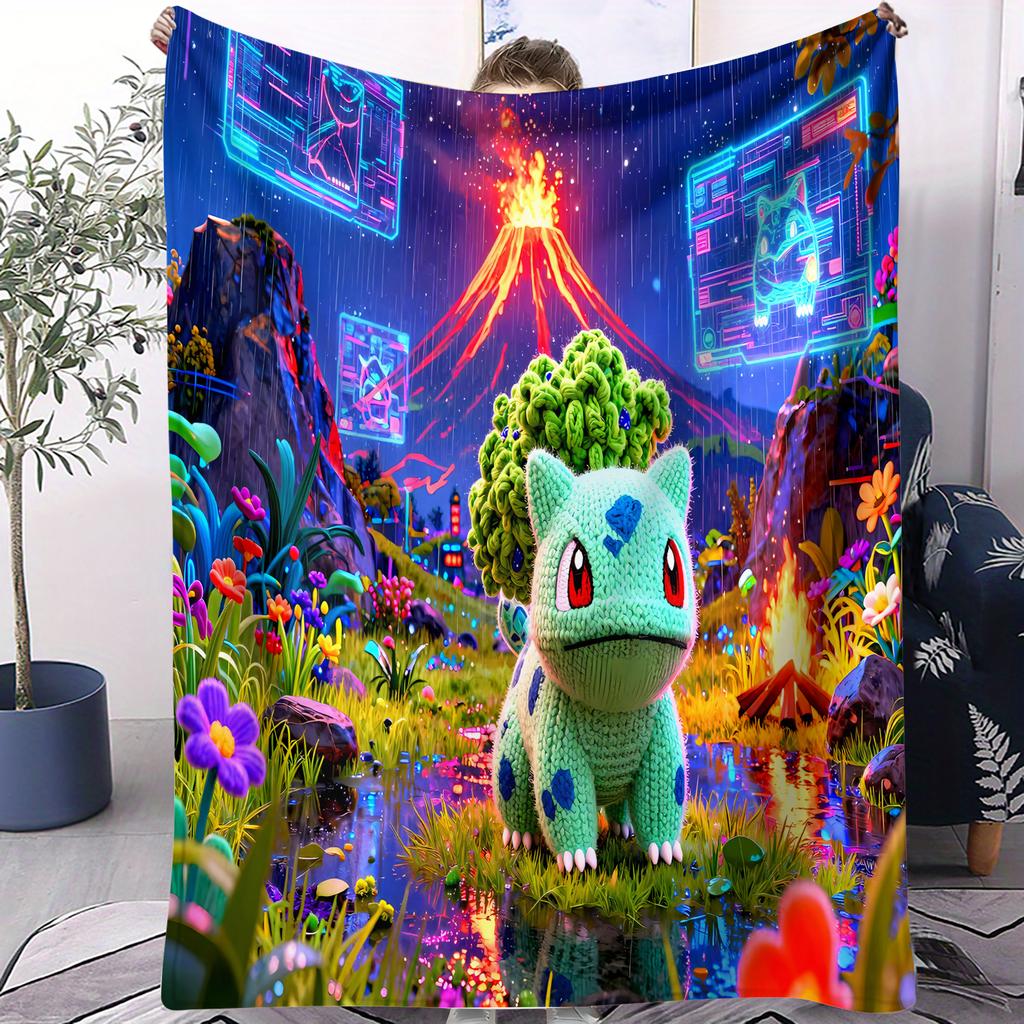 Hot Pokemon Pikachu SciFi Style Blanket Air Conditioning Soft Durable Magical Scene For Home Office Travel Nap Leisure FanGift