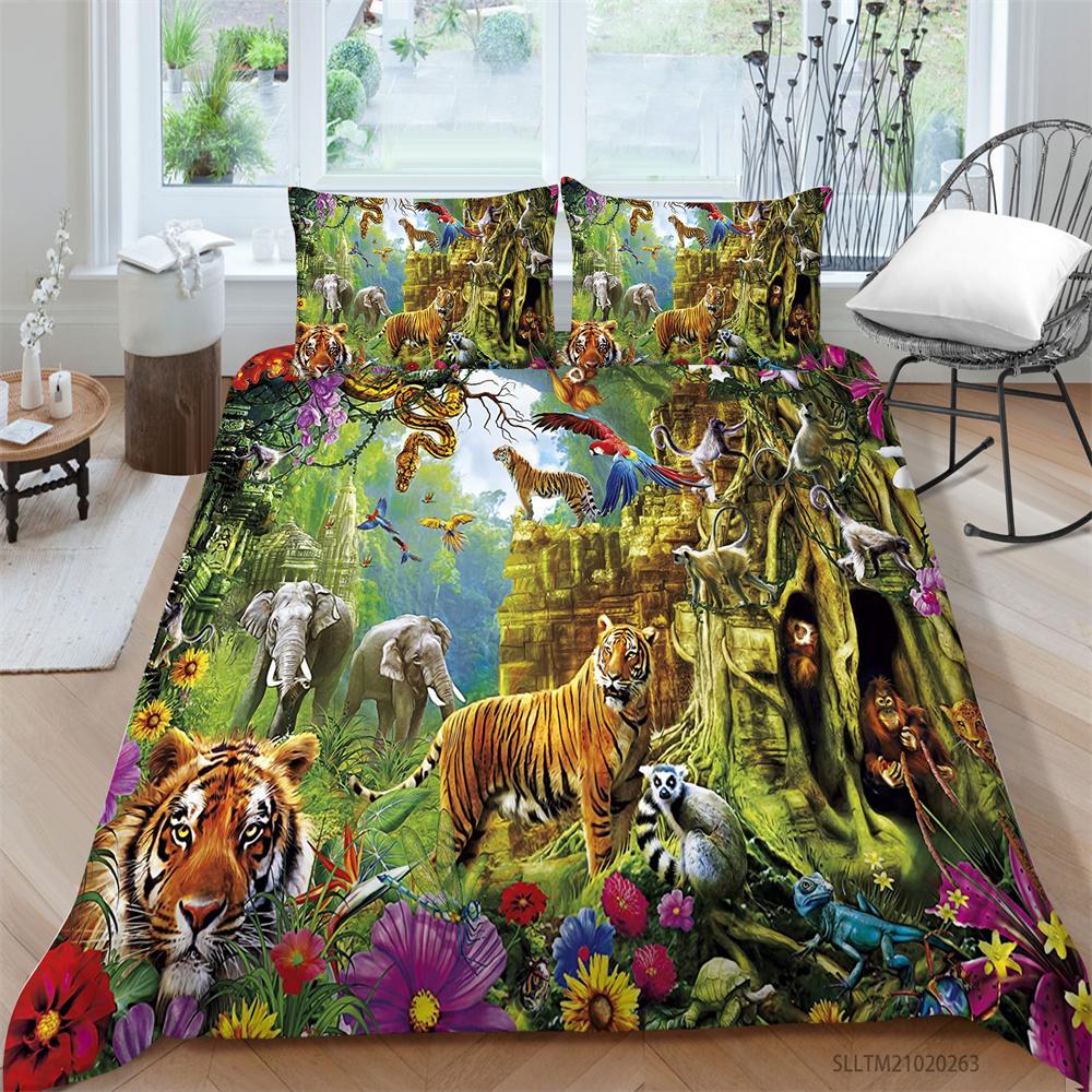 Комплект постельного белья с 3D животным принтом, одеяло для детей, школы, взрослых, дышащие удобные комплекты кроватей, домашнее постельное белье, наволочка