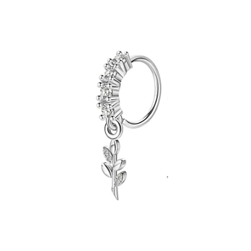 Lady's pierced ear piercing, Zircon cross nose stud, butterfly nose ring piercing, nose jewelry
