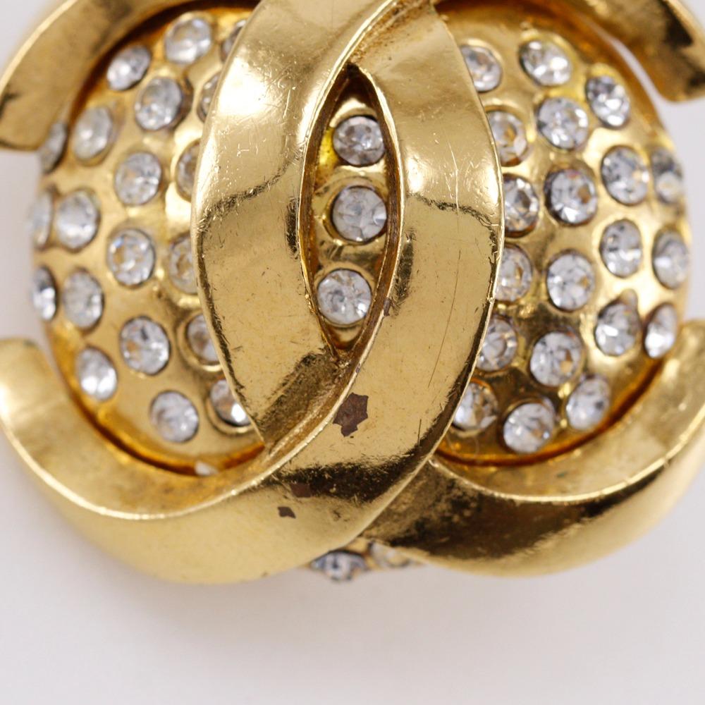 Chanel Серьга COCO Mark винтажная Позолоченное золото/Стразы 34,1 г Женская Б/У
