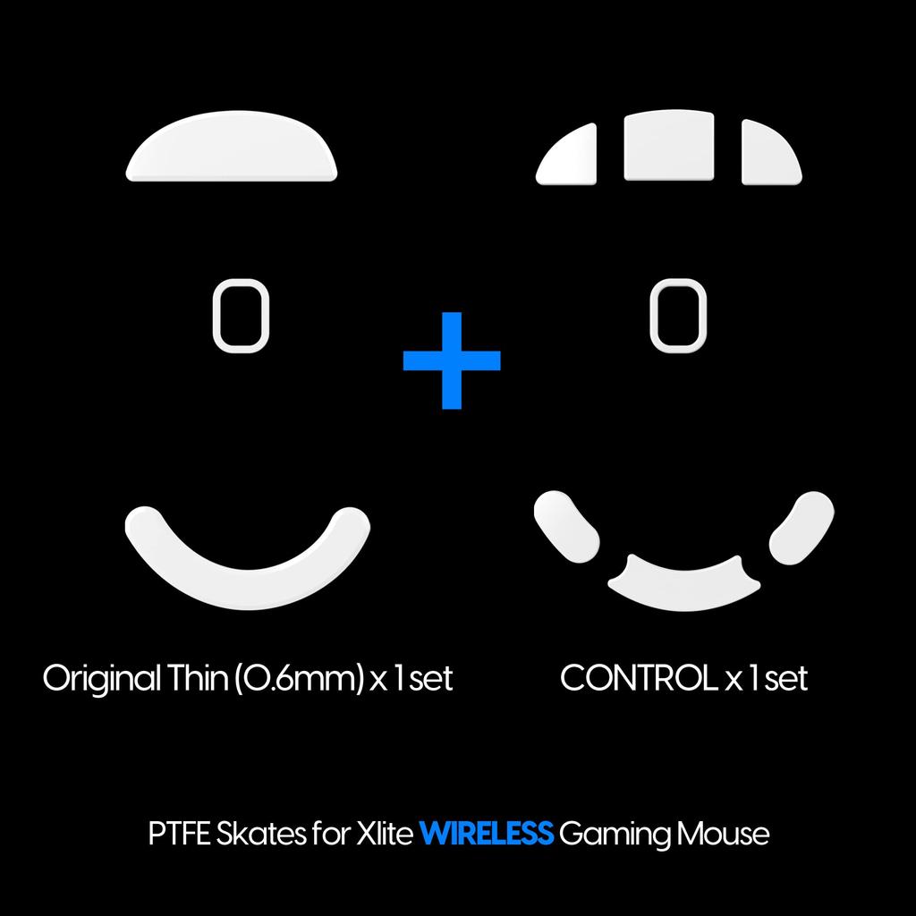Pulsar Gaming Gears Xlite Wireless  V2 & V2 Mini Wireless Mouse Feet, 100% PTFE Skates (Xlite Wireless, Original Thin + Control Set, White)