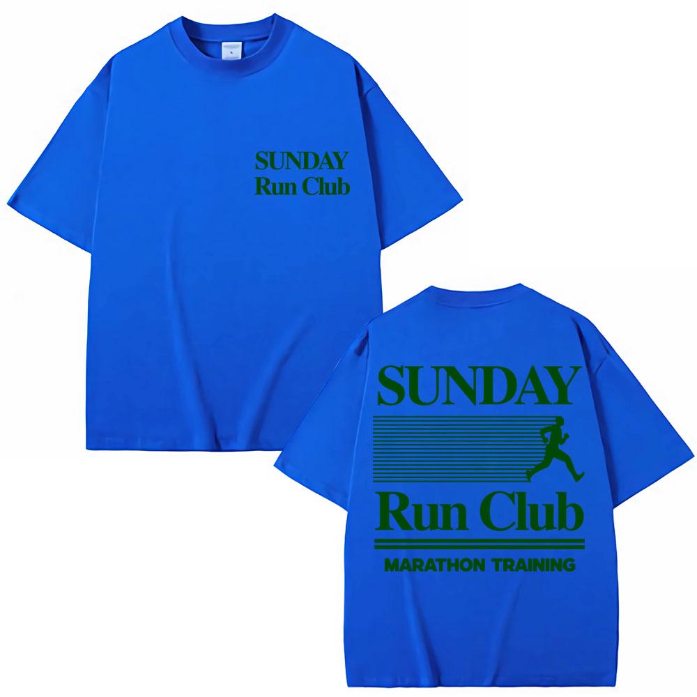 Sunday Running Club Graphic Summer T Shirt Cotton Breathable Sporty  Jogging Tshirts Unisex Women Oversized Cotton Casual Tshirt