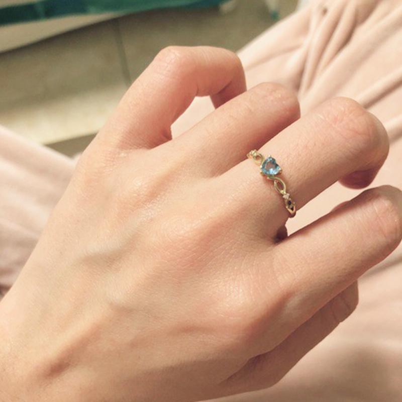1 шт., милое ювелирное изделие золотого/серебристого цвета, подарки, синее модное кольцо, изысканное женское кольцо с милыми кристаллами, элегантное сердце, простые аксессуары
