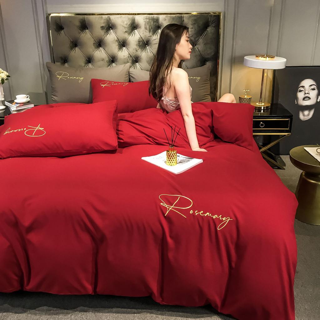 Утолщенное вышитое постельное белье, пододеяльник из четырех частей, простыня, комплект из трех частей для спальни