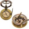 Brass Handmade Round Sundial Compass, West London Pocket Steampunk Accessory, Marine