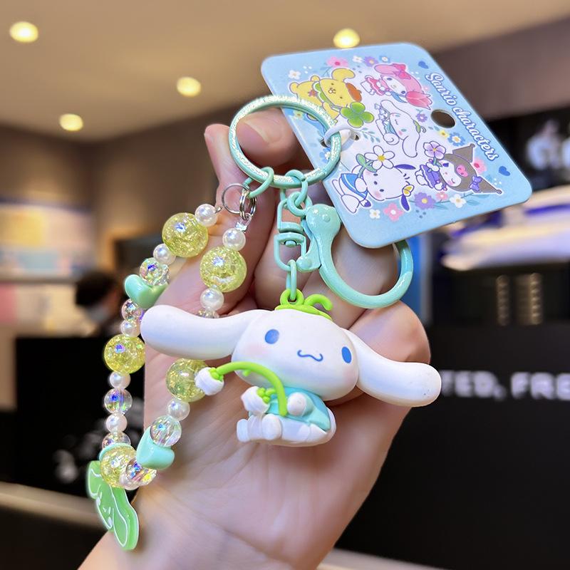 Cartoon Animal Kuromi Pompom Purin Cinnamoroll Melody Pachacoo Pendant Keychain Key Ring Action Figure Model Toy Gifts