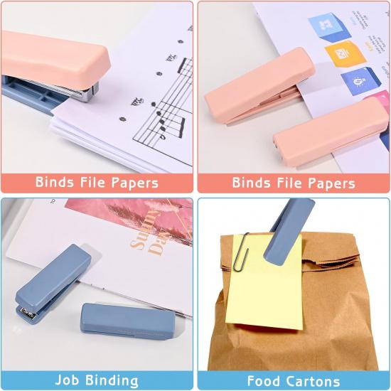 2Pcs Mini Stapler with 2000 Staples, Cute Small Staplers for Desk, 20 Sheets Capacity, Jam Free, Portable Stapler for Office School Supplies (Pink)