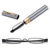 Women Spring Hinged Readers Slim Reading Glasses with Pen Clip Tube Case Slim Pen Reading Glasses
