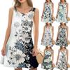 Women's Casual Fashion Floral Print Round Neck Sleeveless  Dress