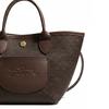 Longchamp Le Pliage Collection Logo Straw Effect Fabric Tote Bag Mini Women tote bags Mocha 10307HGK002