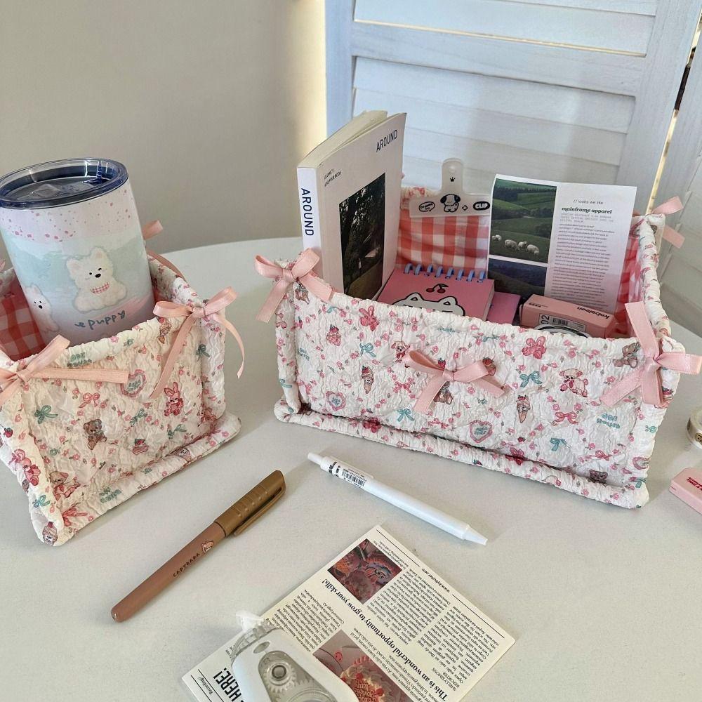 Square Storage Box Bear Pattern Organizer Box New Desktop Storage Basket  Home Decoration