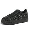Модные 5 см корейские повседневные туфли со стразами для женщин весна-осень модные толстые подошвы нескользящие универсальные спортивные туфли банкетные плоские ботинки