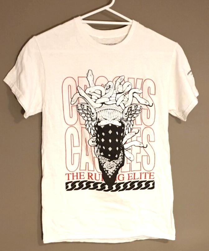 CROOKS amp CASTLES LA Уличная одежда Футболка с графическим принтом Медузы. белый. Размер Взрослый Маленький. Футболка Unisex