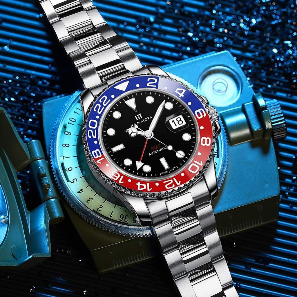 HAMAYOTA GMT Master Style Автоматические часы Pepsi Керамический безель Дайверские 20ATM Мужские часы