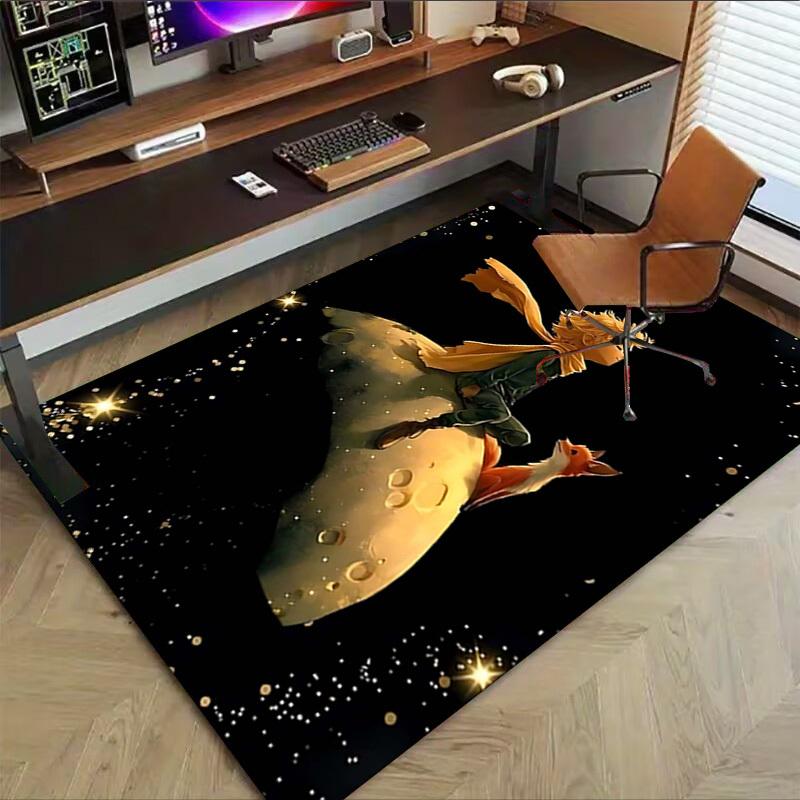 1PC Moon Boy Non-Slip Floor Carpet Compatible for Office&Living Room&Dining room - Flat-Weave Machine- Soft & Pattern-E244