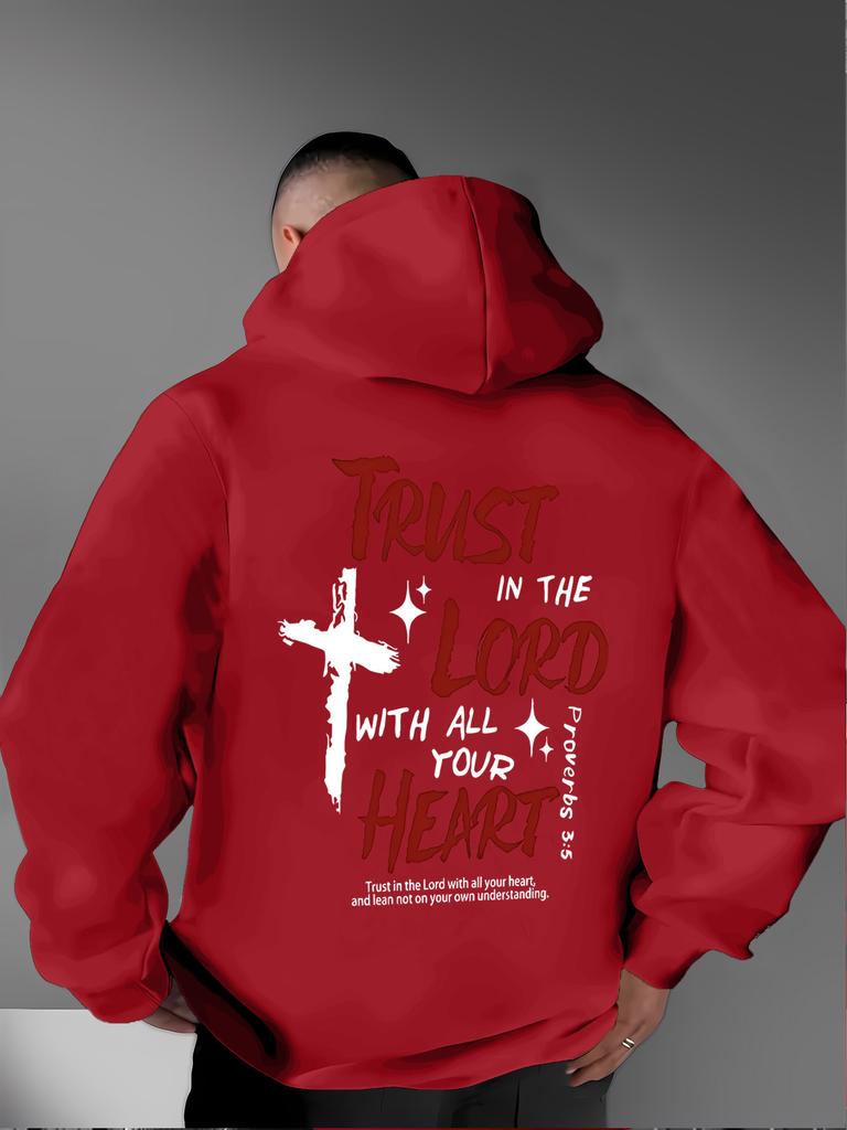 Scripture Printed Hooded Sweatshirt, Daily Casual Party Wear Hoodie