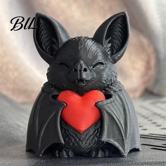 Dark Style Ornament Cute Red Heart Bat 3D Printed Halloween Decoration Novelty Tabletop Sculpture for Spooky Love Design Party Haunted House