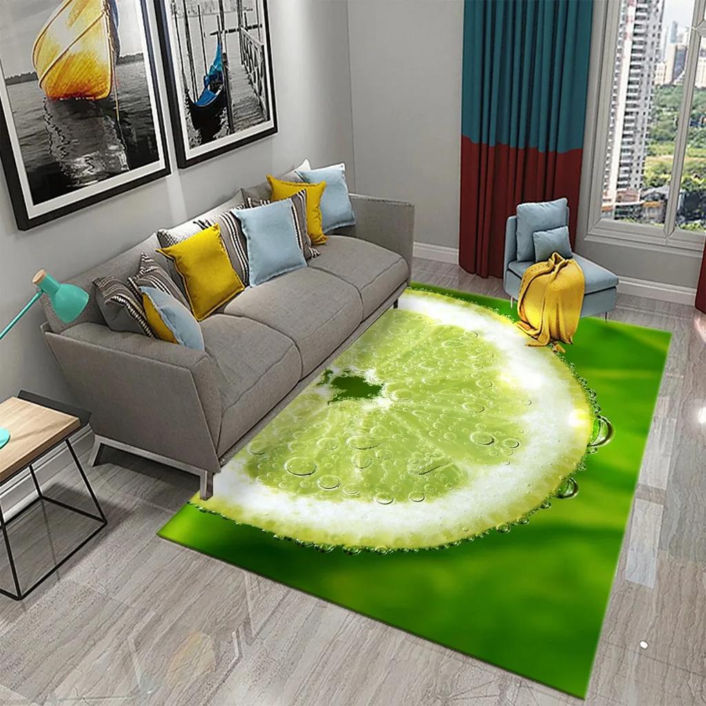 Yellow And Green Lemon Carpet Fresh Fruit Pattern Doormat Bathroom Kitchen Non-Slip Carpet Bedroom Living Room Decor