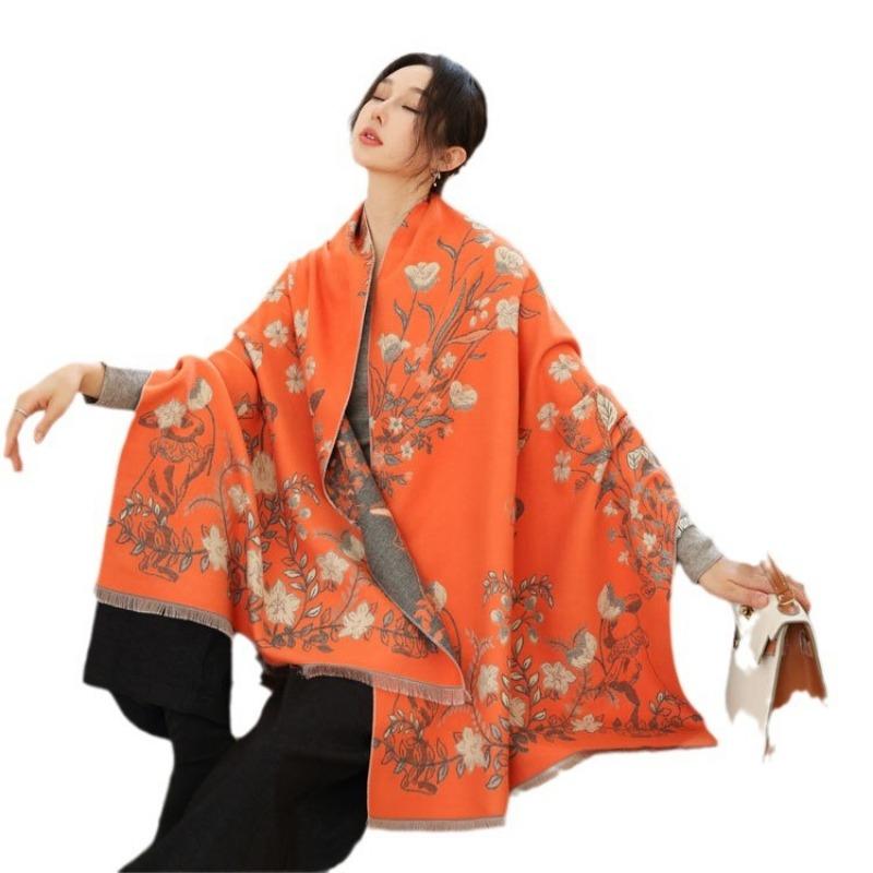 Winter Thick Shawl with Women's High-end Fashion Imitation Cashmere Jacquard Scarf Long Thickened Warm Scarf